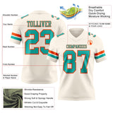 Custom Cream Aqua-Orange Mesh Authentic Football Jersey