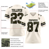 Custom Cream Olive-Black Mesh Authentic Football Jersey