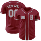 Custom Crimson Gray-White Authentic Baseball Jersey