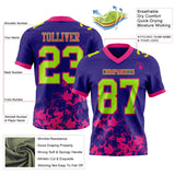 Custom Dark Purple Neon Green-Hot Pink Splash Mesh Authentic Football Jersey