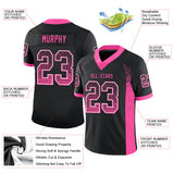 Custom Black Pink-White Drift Fashion Football Jersey