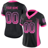 Custom Black Pink-Light Blue Drift Fashion Football Jersey