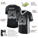 Custom Black Gray-White Drift Fashion Football Jersey