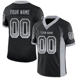 Custom Black Gray-White Drift Fashion Football Jersey
