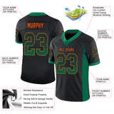 Custom Black Kelly Green-Orange Drift Fashion Football Jersey