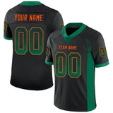 Custom Black Kelly Green-Orange Drift Fashion Football Jersey