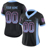 Custom Black Light Blue-Pink Drift Fashion Football Jersey