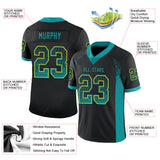 Custom Black Teal-Yellow Drift Fashion Football Jersey