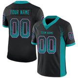 Custom Black Teal-Pink Drift Fashion Football Jersey