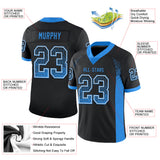 Custom Black Powder Blue-White Drift Fashion Football Jersey