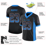 Custom Black Powder Blue-Orange Drift Fashion Football Jersey
