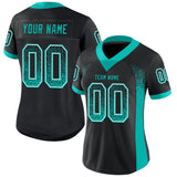 Custom Black Aqua-White Drift Fashion Football Jersey