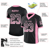 Custom Black Light Pink-White Drift Fashion Football Jersey