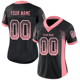 Custom Black Medium Pink-White Drift Fashion Football Jersey
