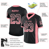 Custom Black Medium Pink-White Drift Fashion Football Jersey