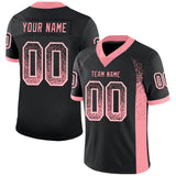 Custom Black Medium Pink-White Drift Fashion Football Jersey