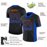 Custom Black Thunder Blue-Orange Drift Fashion Football Jersey
