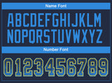 Custom Navy Powder Blue-Yellow Mesh Drift Fashion Football Jersey