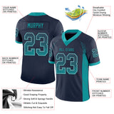 Custom Navy Teal-Gray Drift Fashion Football Jersey
