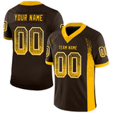 Custom Brown Gold-White Drift Fashion Football Jersey