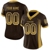 Custom Brown Old Gold-Cream Drift Fashion Football Jersey