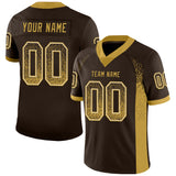 Custom Brown Old Gold-Cream Drift Fashion Football Jersey