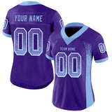 Custom Purple Light Blue-White Drift Fashion Football Jersey