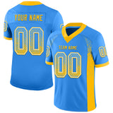 Custom Powder Blue Gold-White Drift Fashion Football Jersey