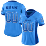 Custom Powder Blue Royal-White Drift Fashion Football Jersey