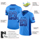 Custom Powder Blue Royal-Red Drift Fashion Football Jersey