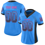 Custom Powder Blue Black-Pink Drift Fashion Football Jersey