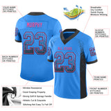 Custom Powder Blue Black-Pink Drift Fashion Football Jersey