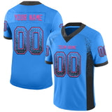 Custom Powder Blue Black-Pink Drift Fashion Football Jersey