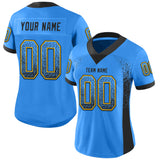 Custom Powder Blue Black-Gold Drift Fashion Football Jersey