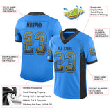 Custom Powder Blue Black-Gold Drift Fashion Football Jersey