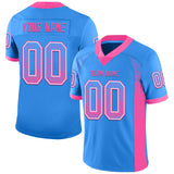 Custom Powder Blue Pink-White Drift Fashion Football Jersey