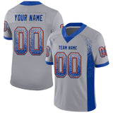 Custom Gray Royal-Orange Drift Fashion Football Jersey
