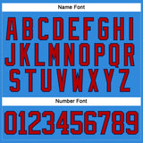 Custom Powder Blue Red-Navy Hockey Lace Neck Jersey