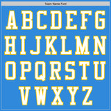 Custom Electric Blue White-Yellow Authentic Baseball Jersey