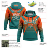 Custom Stitched Orange Teal-White Fade Fashion Arrow Sports Pullover Sweatshirt Hoodie