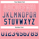Custom Stitched Medium Pink Navy-White Fade Fashion Arrow Sports Pullover Sweatshirt Hoodie