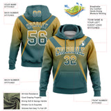Custom Stitched Old Gold Midnight Green-White Fade Fashion Arrow Sports Pullover Sweatshirt Hoodie