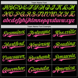 Custom Black Neon Green-Pink Authentic Fade Fashion Baseball Jersey