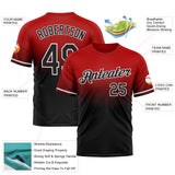 Custom Red Black-White Fade Fashion Performance T-Shirt