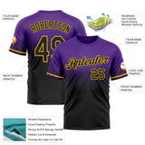 Custom Purple Black-Yellow Fade Fashion Performance T-Shirt