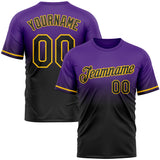 Custom Purple Black-Yellow Fade Fashion Performance T-Shirt