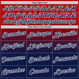 Custom Red Navy-White Fade Fashion Performance T-Shirt