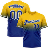 Custom Yellow Royal-White Fade Fashion Performance T-Shirt