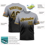 Custom Gray Black-Gold Fade Fashion Performance T-Shirt