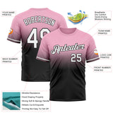 Custom Light Pink White-Black Fade Fashion Performance T-Shirt